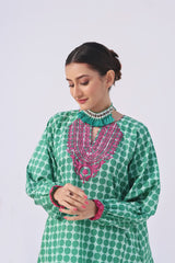 Simply Green Lawn Embroidered Kurti - (Unstitched)