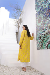 Blazing Yellow Dyed Paste Printed kurti - (Pret)