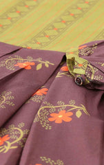Brown with Green 2PCs Printed Cambric - (Pret)