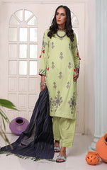 Green 2PCS Dyed Embroidered - (Pret)