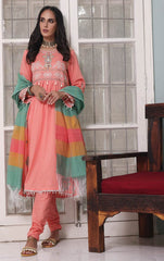 Peach Amber 3PCs Lawn Embroidered - (Unstitched)