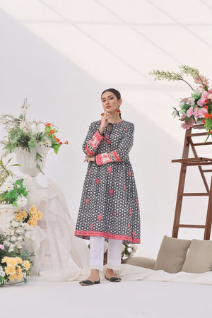 1Pc Printed Unstitched Lawn Black - OLK-6135-A