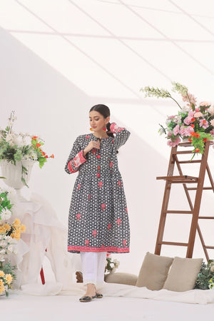 1Pc Printed Unstitched Lawn Black - OLK-6135-A