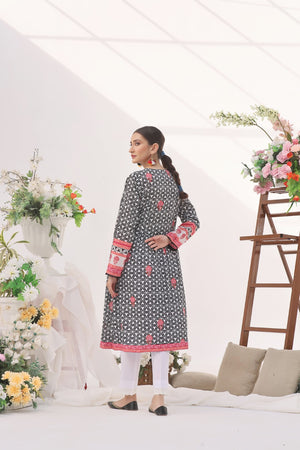 1Pc Printed Unstitched Lawn Black - OLK-6135-A