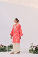 Ember Glow Lawn Embroidered Kurti - (Unstitched)