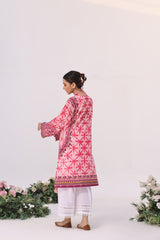 Raspberry Sornet Lawn Embroidered kurti - (Unstitched)
