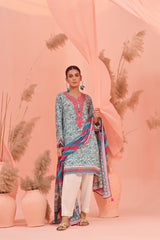 Blue Paisley 3PCs Lawn Embroidered - (Unstitched)
