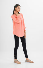 Orange Chiffon Dyed Western Top
