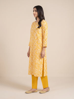 1Pc Printed Unstitched Kurti Lawn Yellow - OLK-6368-A