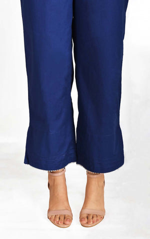 Women Blue Lawn Trouser - OWSP-2205012-A