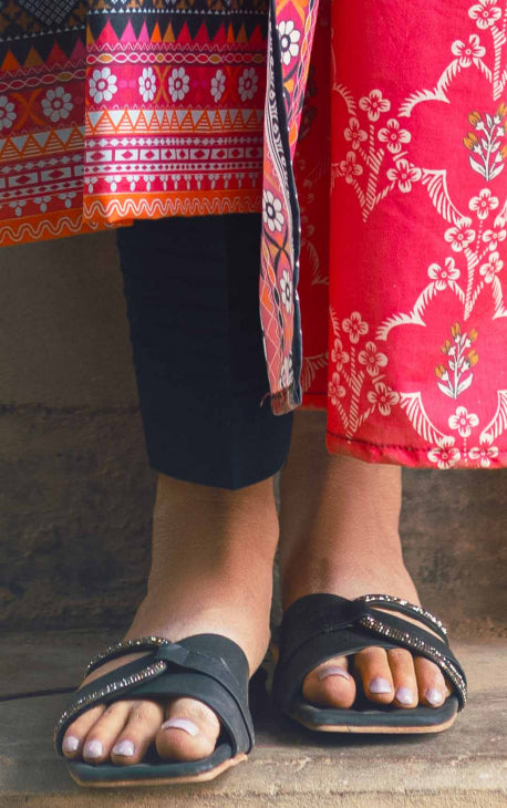 Women Black Lawn Trouser - OWSP-2302018-A