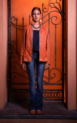 Rust And Purple Women Dyed Coat - (Pret)