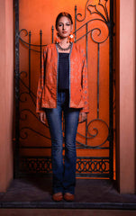 Rust And Purple Women Dyed Coat