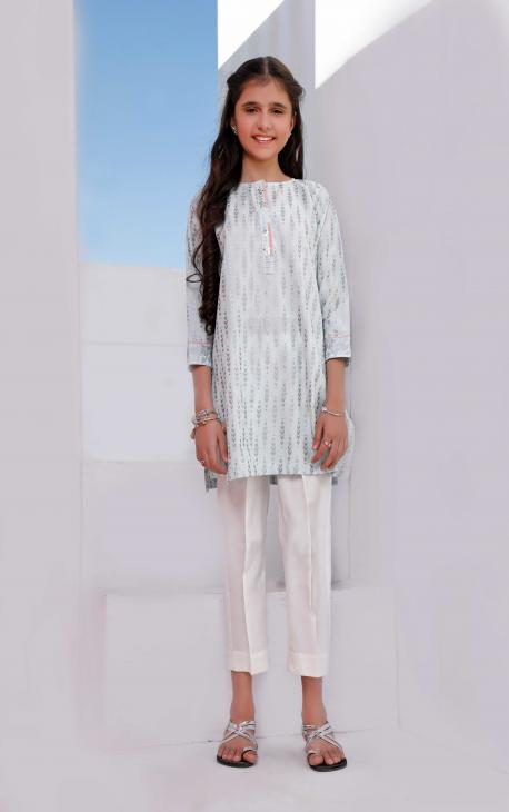 2Pc Printed Pret Shirt Trouser Dobby Ferozi - OGSP2P-1906029