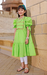 Parrot Green Dyed Cotton Kurti