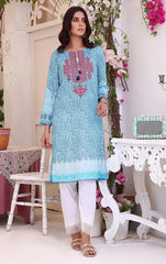 Lake Blue Lawn Embroidered Kurti