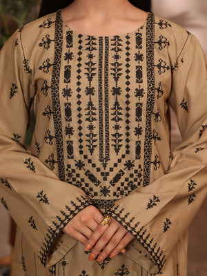 3Pc Embroidered Pret Suit Khaddar Beige - OWE3P-2610005