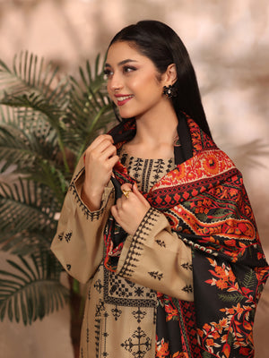 3Pc Embroidered Pret Suit Khaddar Beige - OWE3P-2610005