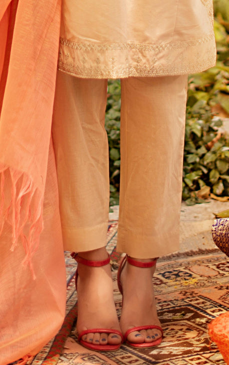 Women Light Fawn Cambric Trouser - OWSP-1910009-A