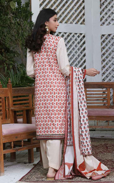 2Pc Printed Pret Shirt Dupatta Cambric Beige - OW2P-2208011