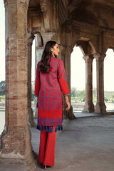 Red Embroidered Lawn Kurti