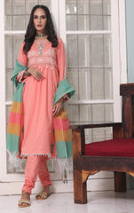 Peach Amber 3PCs Lawn Embroidered