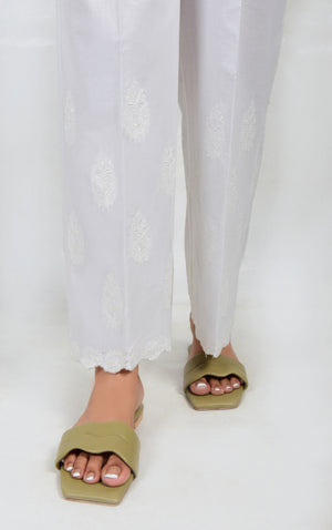 Women White Lawn Trouser - OWESP-2206033