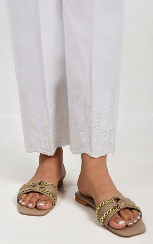 Women White Lawn Trouser - OWESP-2206029