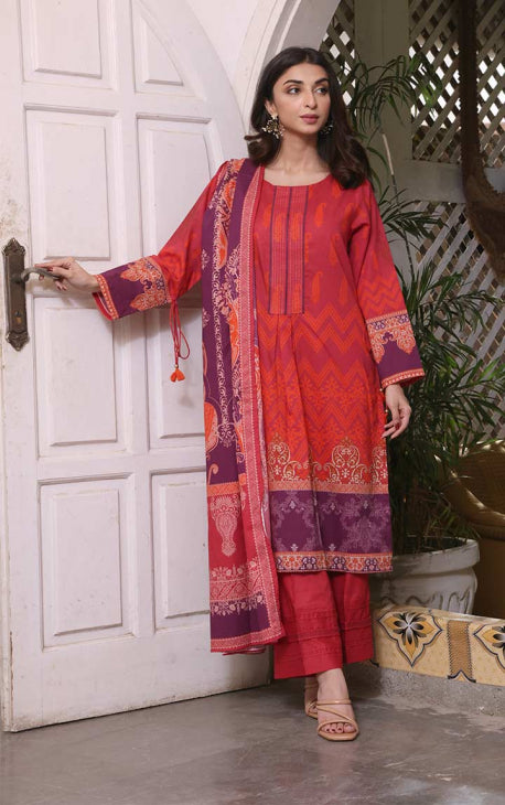 2Pc Printed Pret Shirt Dupatta Cambric Magenta - OW2P-2208006