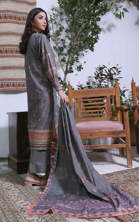 2Pc Printed Pret Shirt Dupatta Cambric Dark Grey - OW2P-2208007
