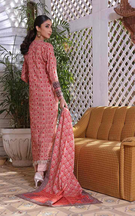 2Pc Printed Pret Shirt Dupatta Cambric Peach - OW2P-2208010