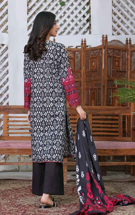 2Pc Printed Pret Shirt Dupatta Cambric Black - OW2P-2208002