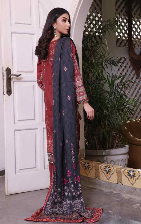 2Pc Printed Pret Shirt Dupatta Cambric Maroon - OW2P-2208004