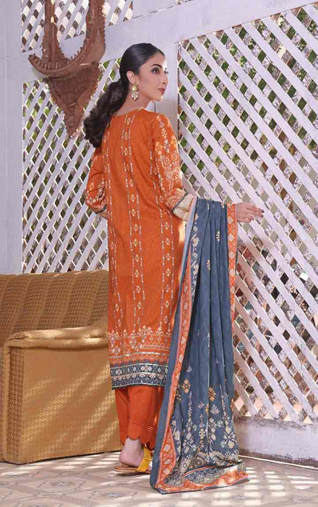 2Pc Printed Pret Shirt Dupatta Cambric Rust - OW2P-2208005