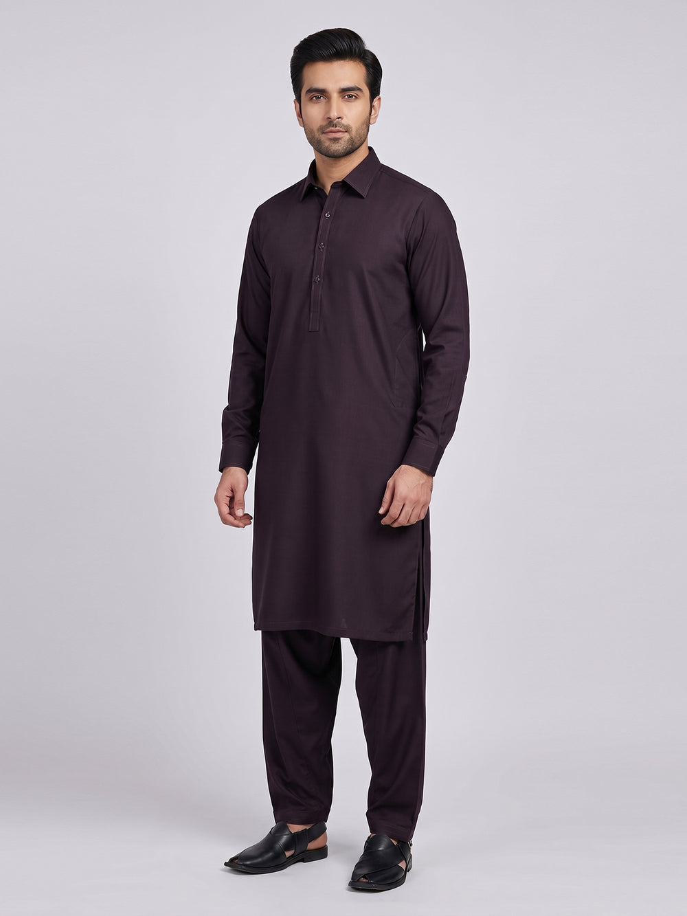 Mens Unstitched Star Shameer Cotton Dark Purple_SQ-020
