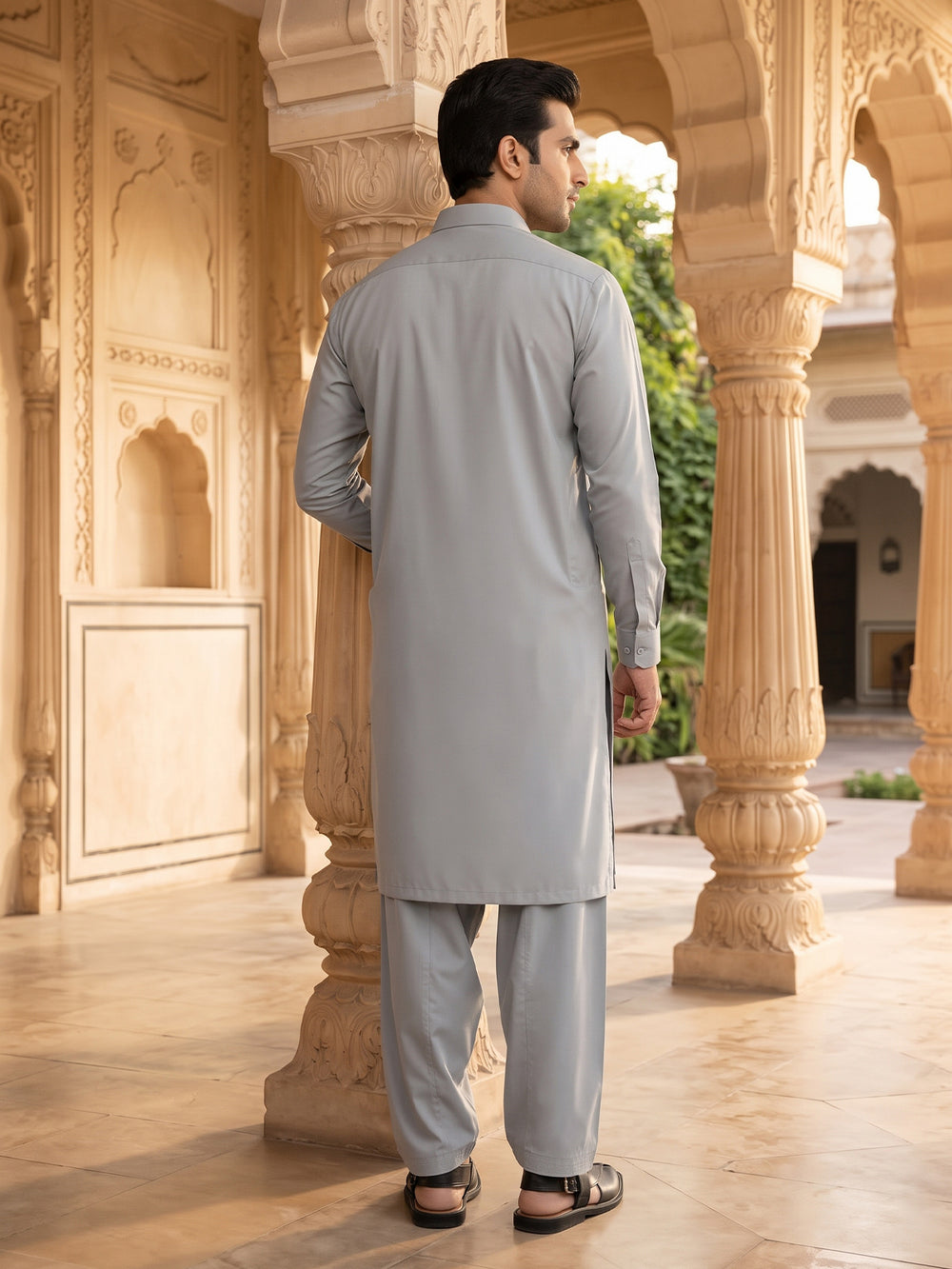 Mens Unstitched Suit Ali Baba Blended Grey_WW-213