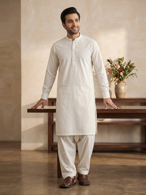 Mens Unstitched Suit Chess Blended Off White_WW-216