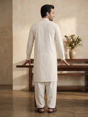 Mens Unstitched Suit Chess Blended Off White_WW-216