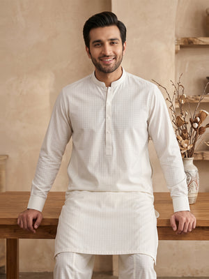 Mens Unstitched Suit Chess Blended Off White_WW-216