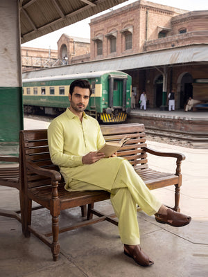 Mens Unstitched Suit Empire Cotton Lime Green_CW-012