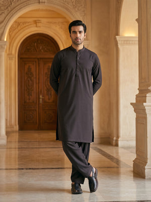 Mens Unstitched Suit Garmony Swiss Blended Black Brown_WW-212