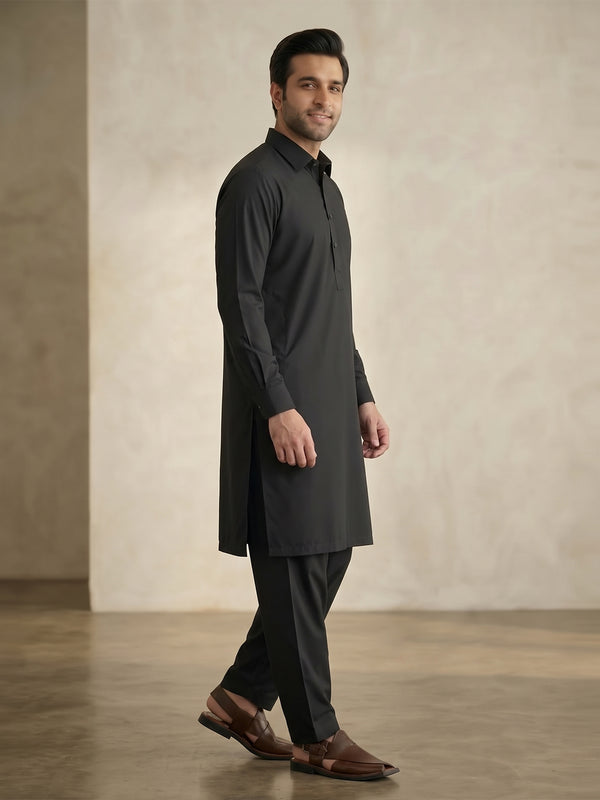 Mens Unstitched Suit Garmony Swiss Blended Black_WW-212