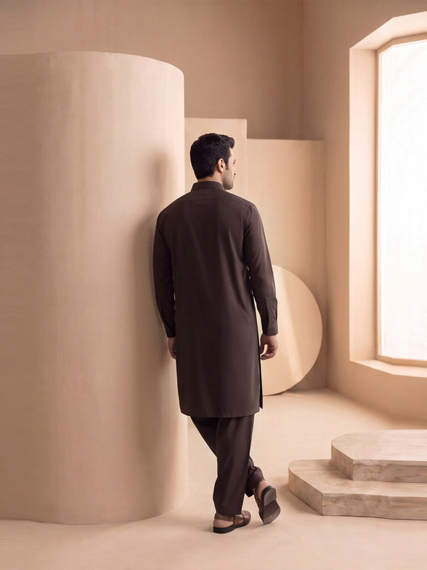 Mens Unstitched Suit Garmony Swiss Blended Dark Brown_WW-212