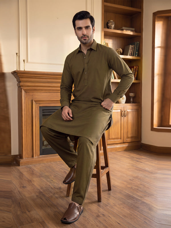 Mens Unstitched Suit Garmony Swiss Blended Khaki_WW-212