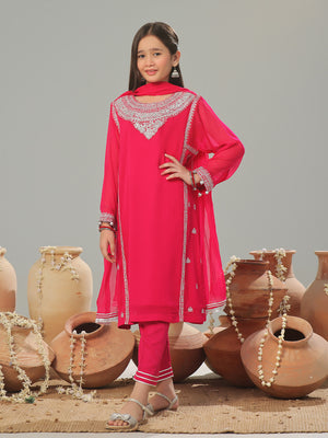 3Pc Embroidered Pret Suit Chiffon Aatishi - OGE3P-2408030