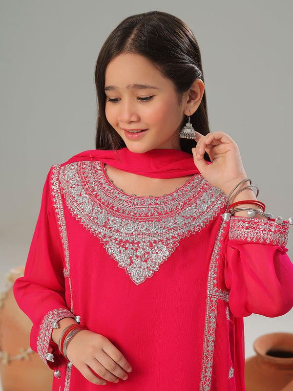 3Pc Embroidered Pret Suit Chiffon Aatishi - OGE3P-2408030