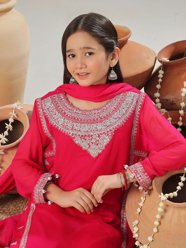 3Pc Embroidered Pret Suit Chiffon Aatishi - OGE3P-2408030