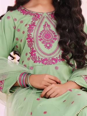 2Pc Embroidered Pret Shirt Dupatta Dobby Green - OGE2P-2211044
