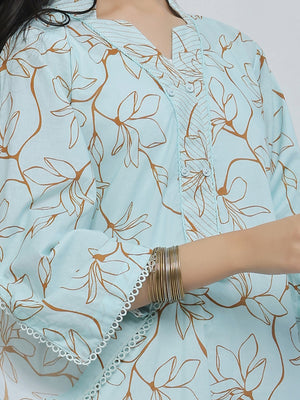 2Pc Embroidered Pret Shirt & Trouser Lawn Ferozi - OGE2P-2506014