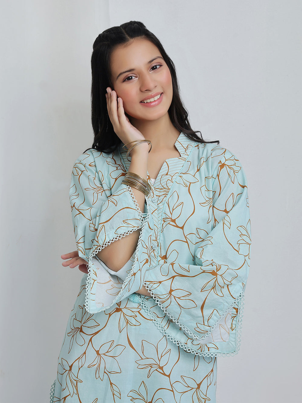 2Pc Embroidered Pret Shirt & Trouser Lawn Ferozi - OGE2P-2506014